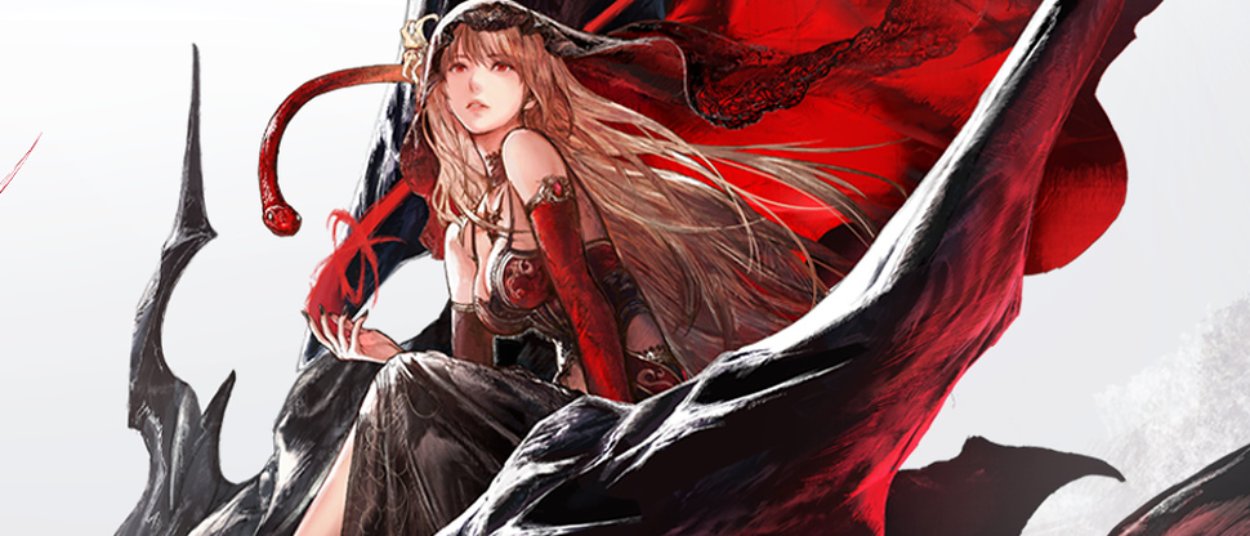 Das offizielle Final-Fantasy-Resonance-Motiv zeigt eine junge Frau auf einer großen schwarz-roten drachenartigen Kreatur neben dem farbigen Kristalllogo des Spiels.