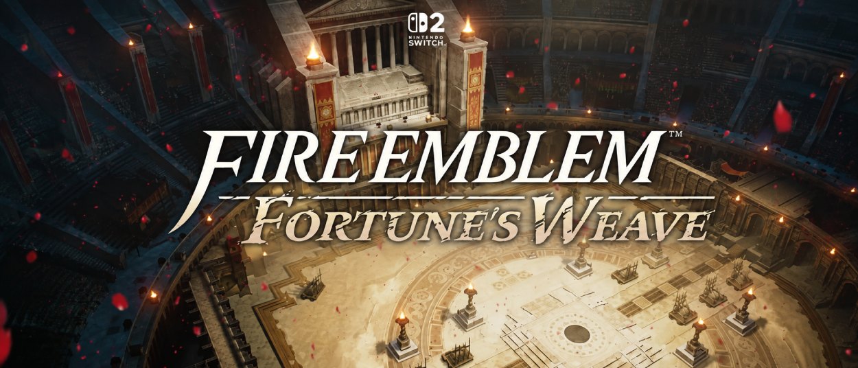 Das Logo von Fire Emblem: Fortune’s Weave Direct steht auf einem dunklen, strukturierten Hintergrund über dem Datum 4. August 2026 und den internationalen Sendezeiten.
