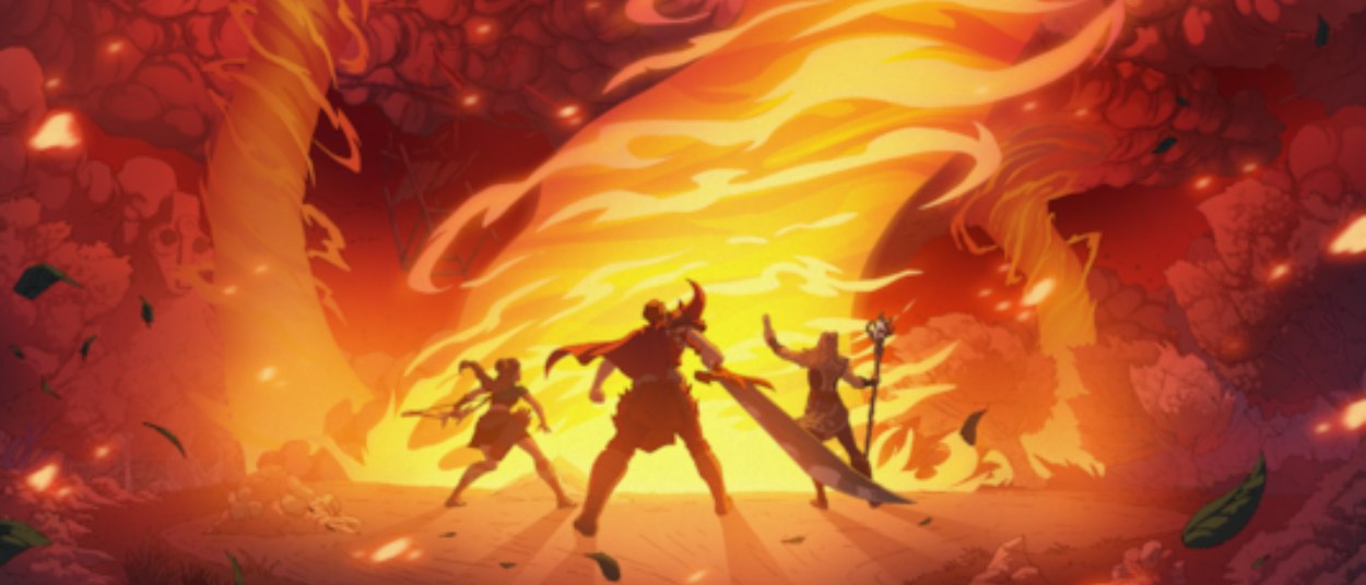 Ein bärtiger Fantasykrieger mit Axt steht vor einer orangefarbenen Landschaft mit einem gewaltigen roten Sturm; daneben sind das Stormforge-Logo und der Hinweis Demo Available Now zu sehen.
