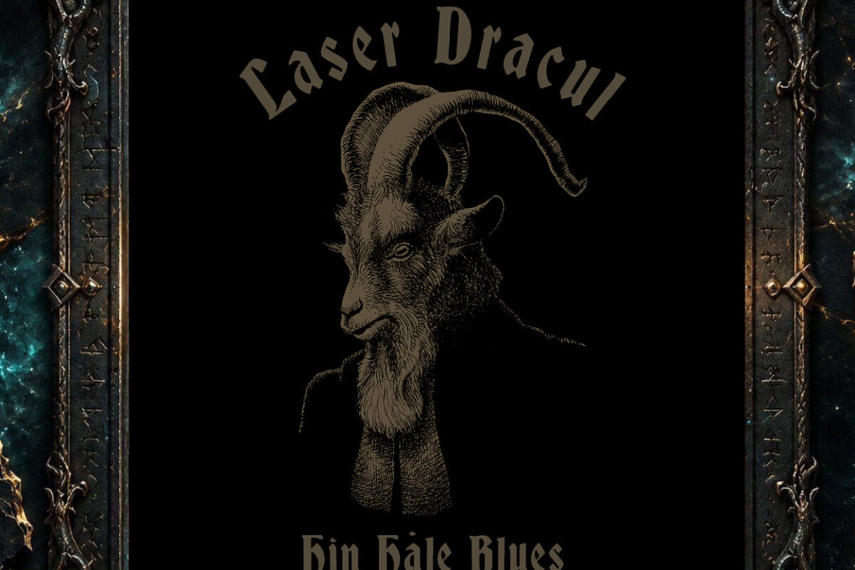 Albumcover von Laser Dracul – Hin Håle Blues: Zeichnung eines Ziegenbocks mit langen, geschwungenen Hörnern in dunklem Braun auf schwarzem Hintergrund. Oben steht der Bandname, unten der Albumtitel in altertümlicher Schrift.