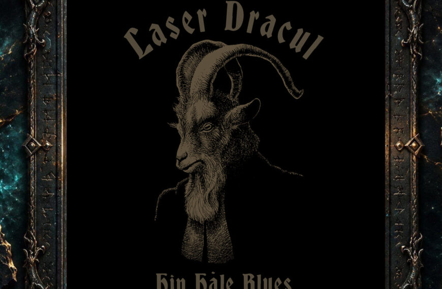 Albumcover von Laser Dracul – Hin Håle Blues: Zeichnung eines Ziegenbocks mit langen, geschwungenen Hörnern in dunklem Braun auf schwarzem Hintergrund. Oben steht der Bandname, unten der Albumtitel in altertümlicher Schrift.