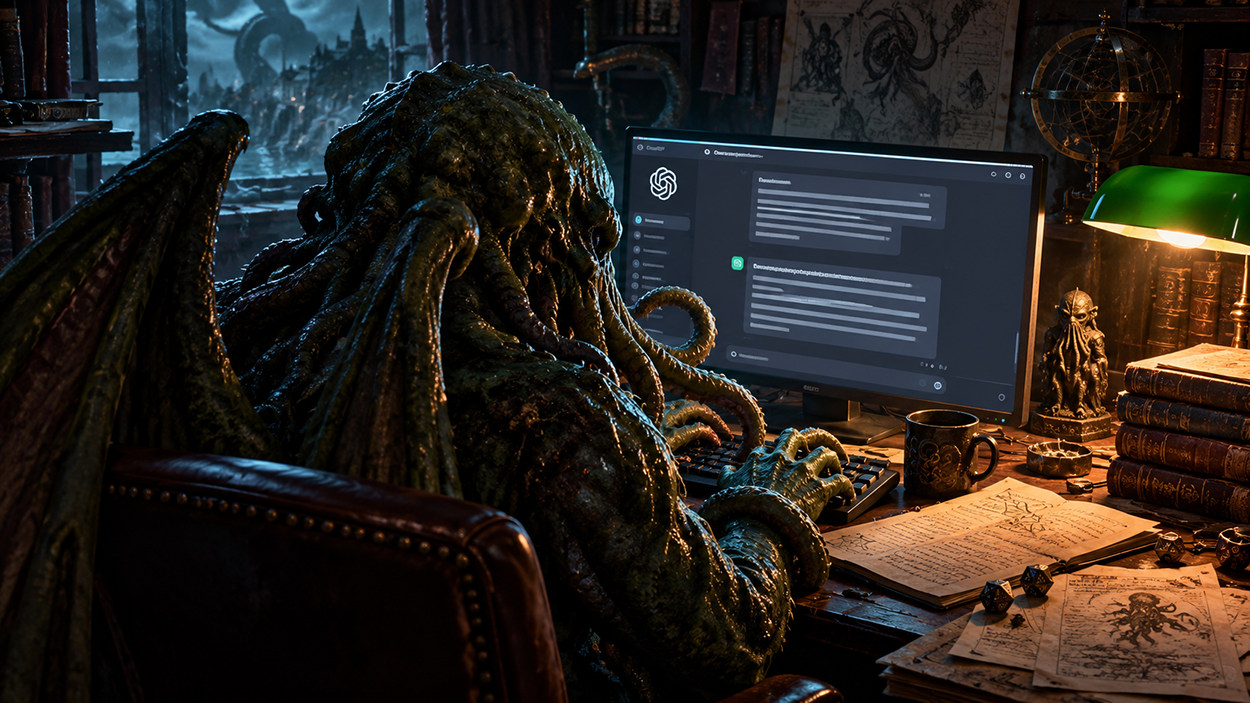 Ausgerechnet Cthulhu lässt sich sein nächstes Abenteuer von ChatGPT schreiben. Sein eigener Verlag Chaosium dürfte darüber alles andere als begeistert sein.