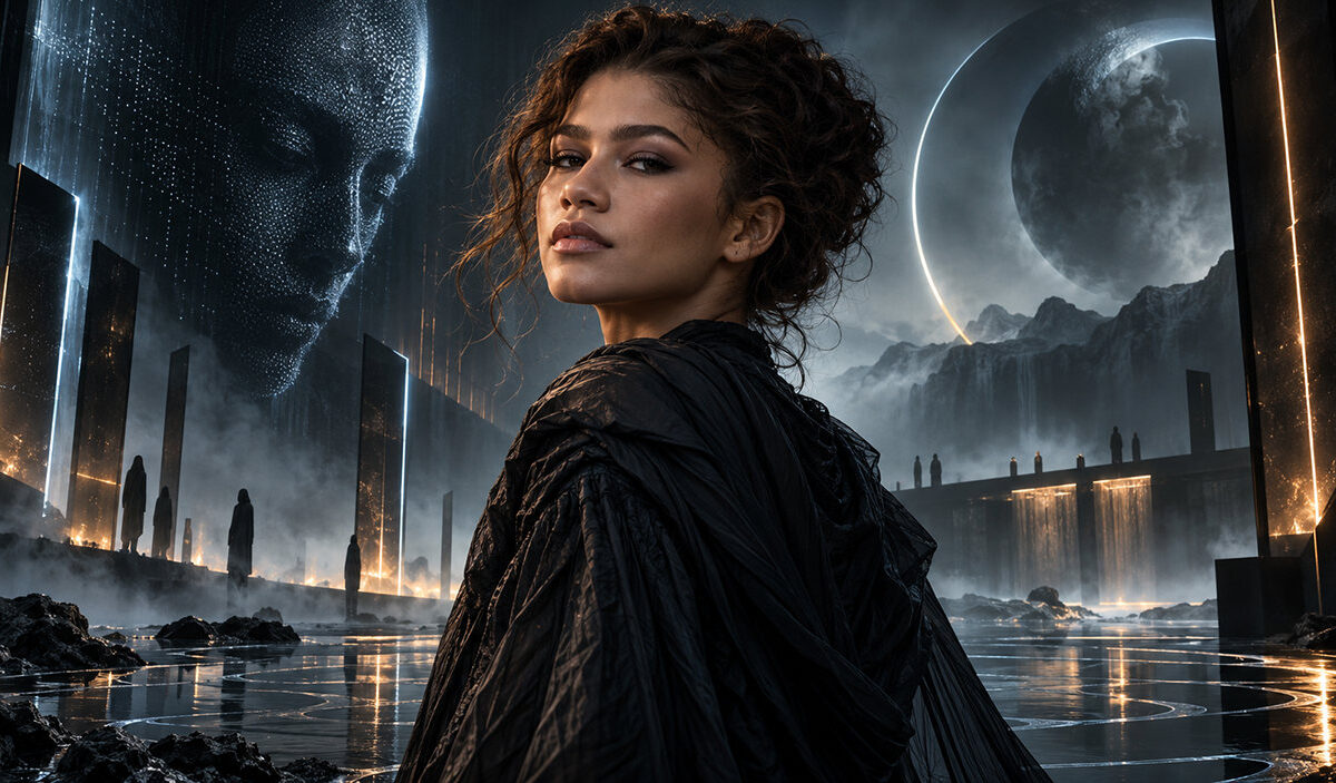 Eine redaktionelle Science-Fiction-Illustration zum neuen Filmprojekt von Alex Garland und A24 mit Zendaya in der Hauptrolle.