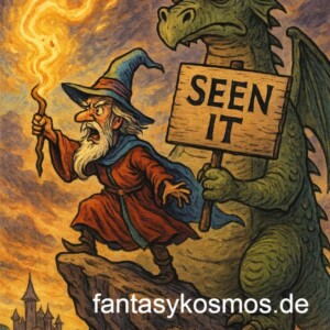 Wenn du voller Pathos in die Weiten der Welt ziehst –
und der uralte Drache dich daran erinnert, dass jede Prophezeiung irgendwann recycled wird.