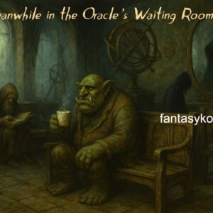 Meanwhile in the Oracle’s Waiting Room...
Wo Orks, Schatten und verschleierte Gestalten dieselbe Frage stellen:
Bin ich gleich dran oder war das nur ein visionäres Echo?
Ein Meme für alle, die schon mal drei Stunden auf ihr Schicksal gewartet haben – und dann doch nur eine Tasse lauwarmen Lavendeltee bekamen.