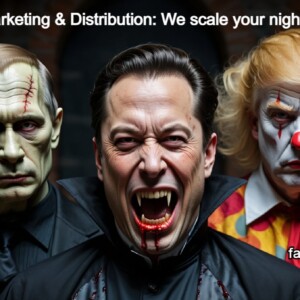 Die Geschäftsführung der Schatten GmbH:
• HR – Frankenstein
• Marketing – Dracula
• Distribution – Clown mit autoritärem Touch.
Meetings beginnen bei Mondaufgang. Kaffee gibt’s nicht.